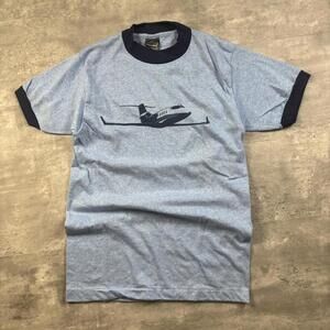 Vintage 1980’s Blue Boeing Graphic Airplane Ringer Tee